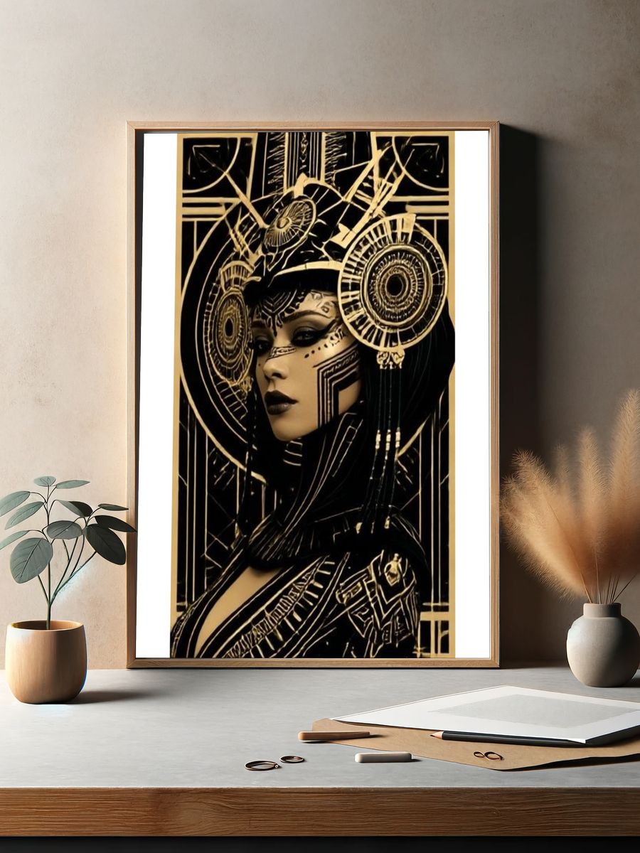 Art Deco Woman Portrait Print. — room view 2