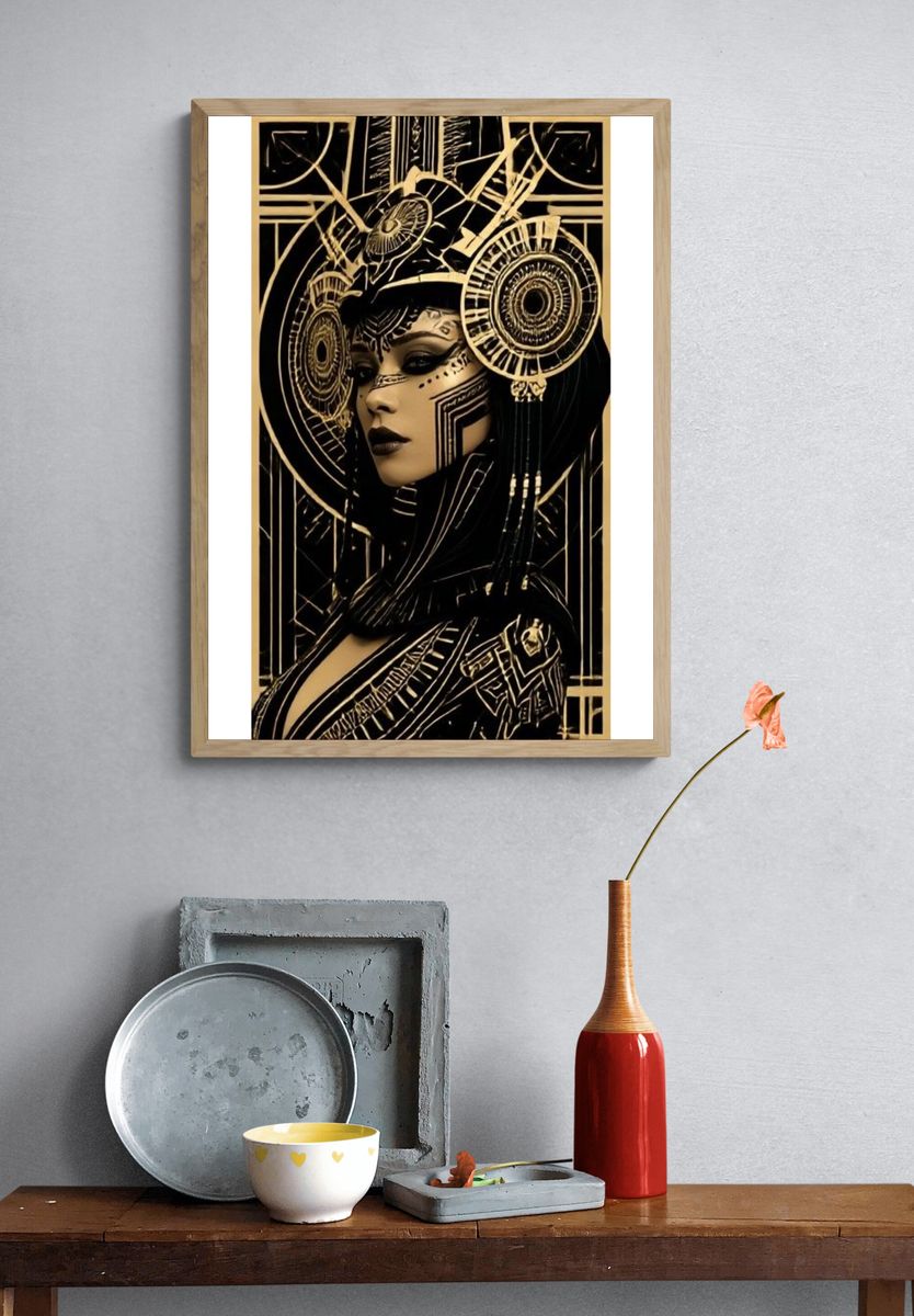 Art Deco Woman Portrait Print. — room view 3