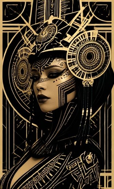 Art Deco Woman Portrait Print. poster