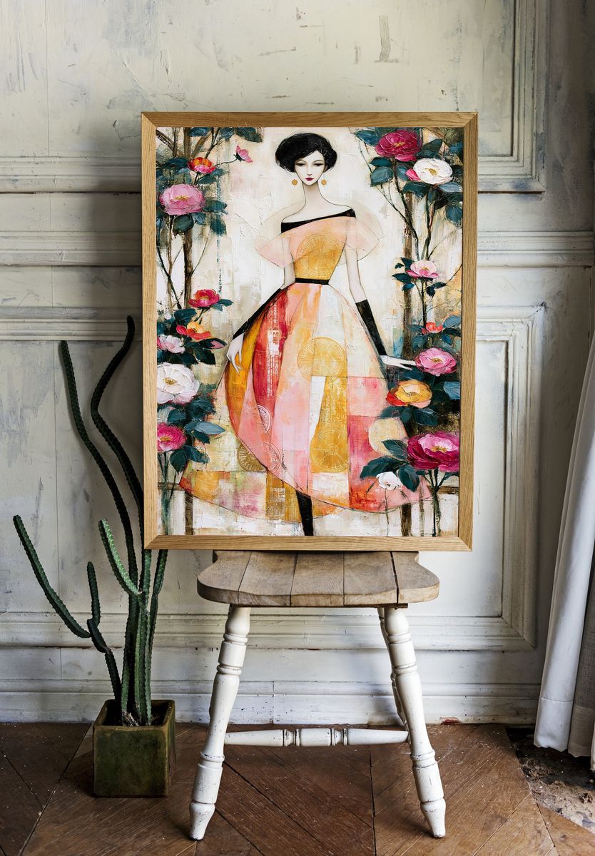 Elegant Floral Woman Fine-Art Poster. room preview