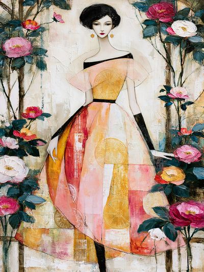 Elegant Floral Woman Fine-Art Poster.
