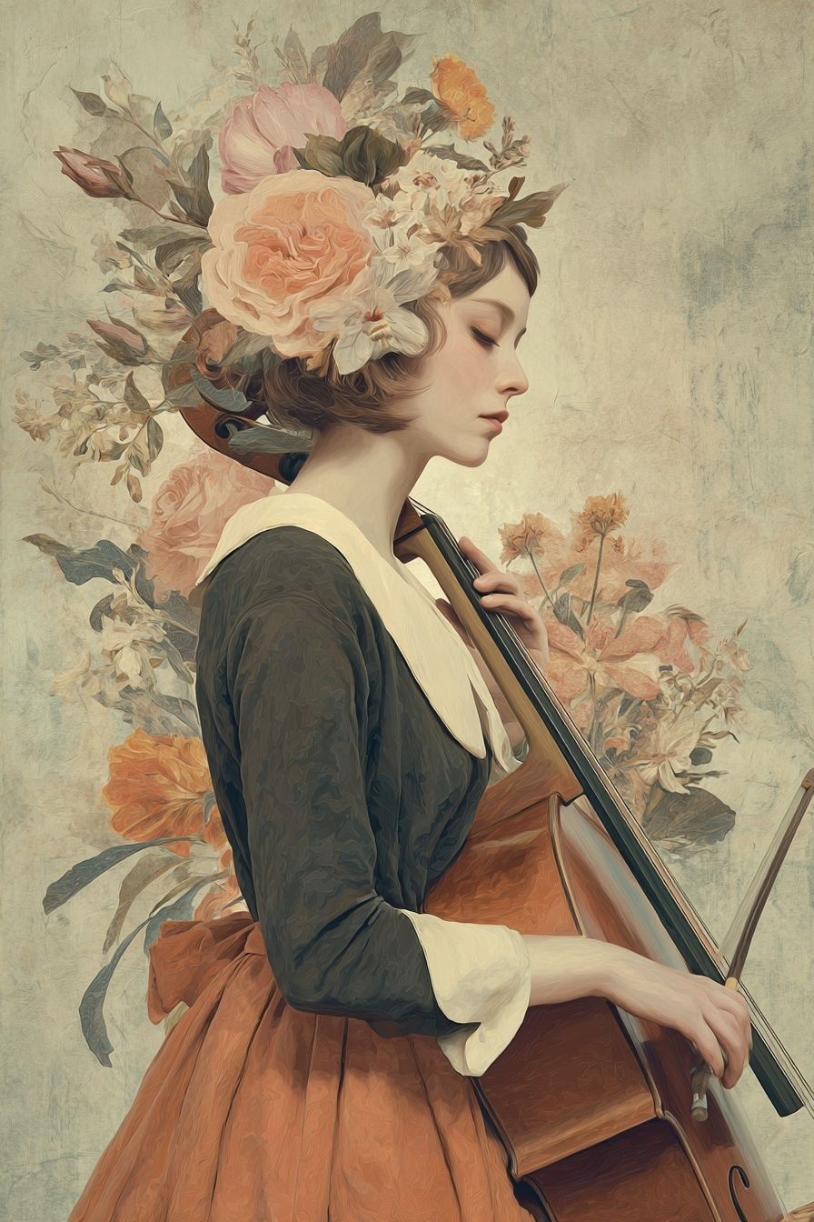Floral Musician — Fine Art Print. poster detail