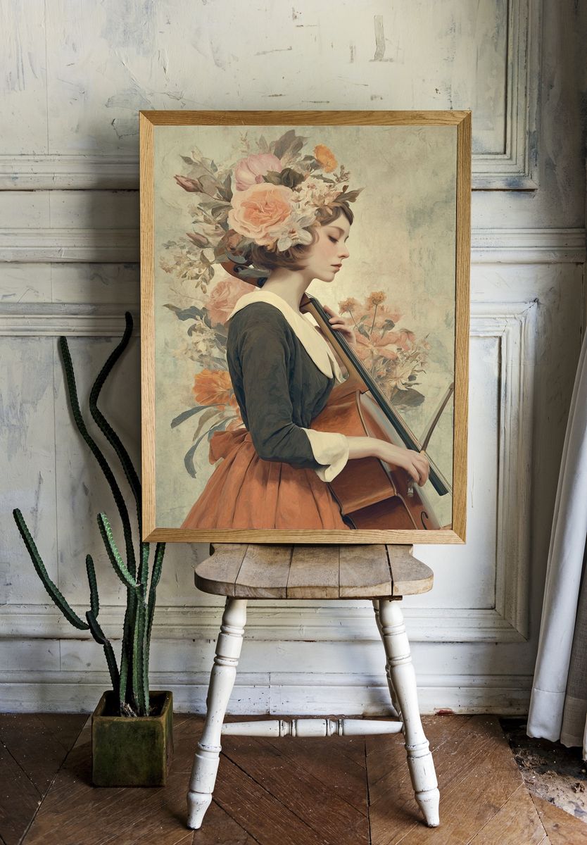 Floral Musician — Fine Art Print. — room view 1