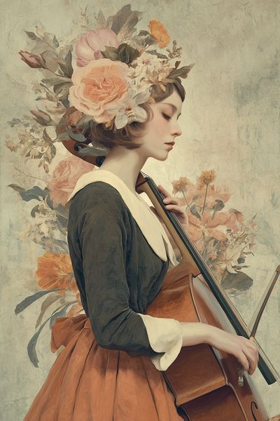 Floral Musician — Fine Art Print. poster