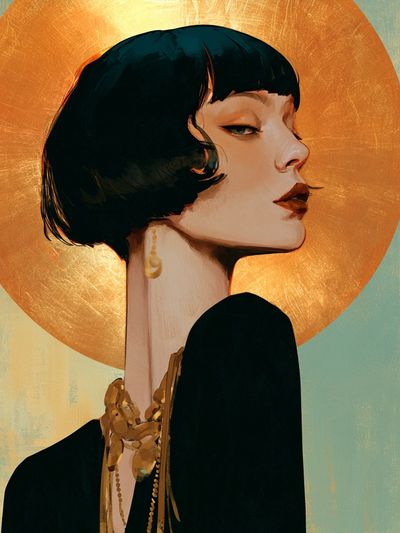 Art Deco Woman Portrait Print.