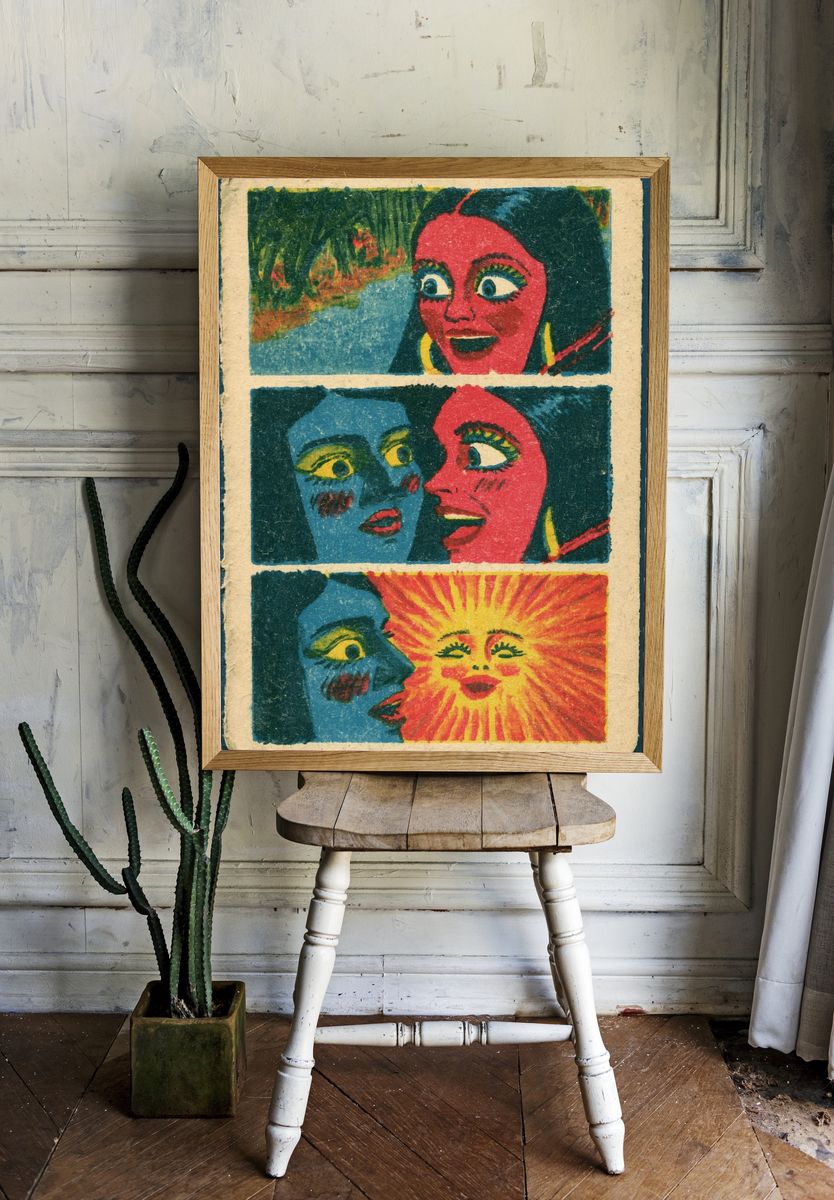 Surreal Faces Pop-Art Poster. — room view 1