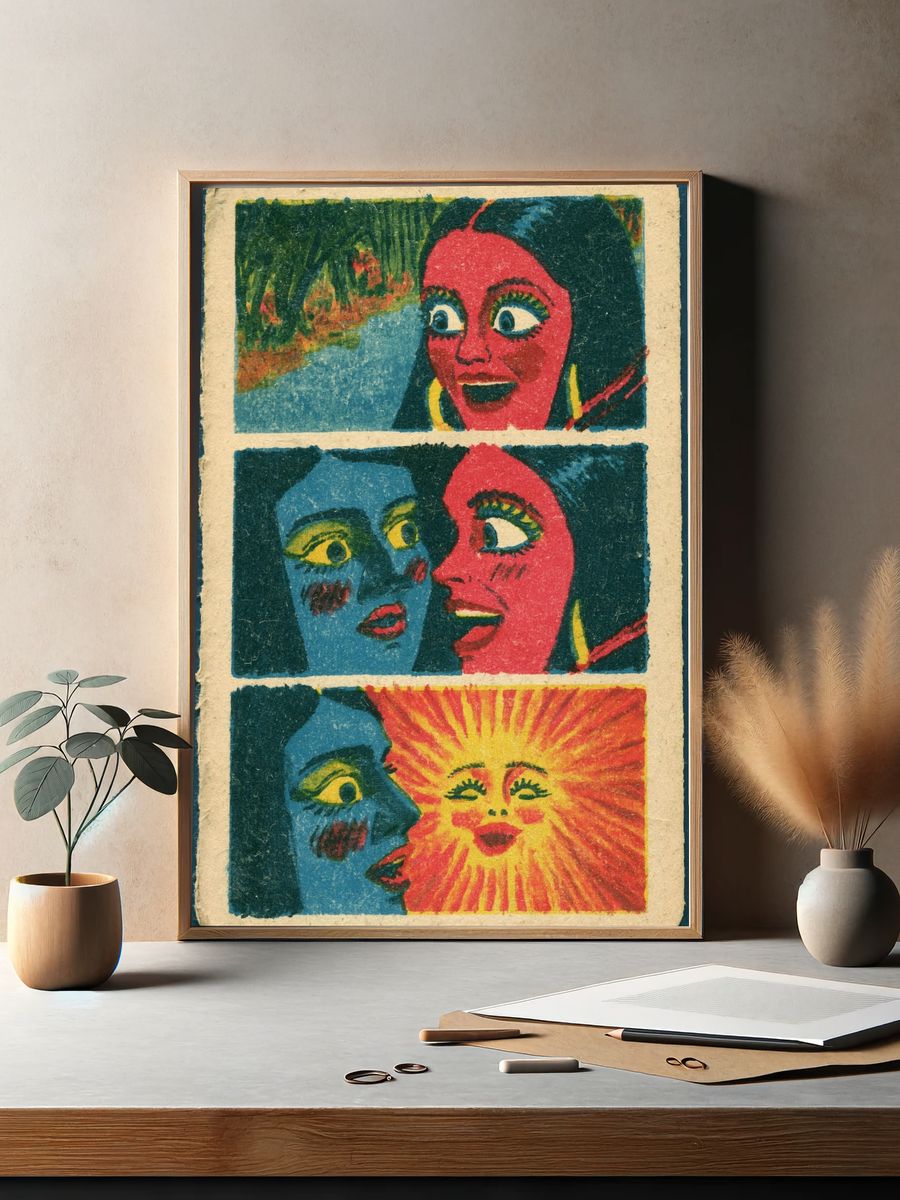 Surreal Faces Pop-Art Poster. — room view 2