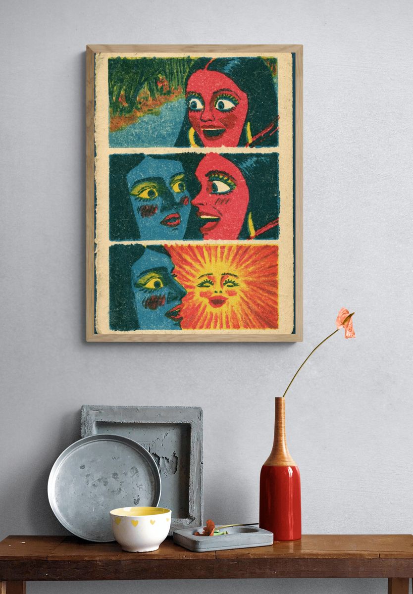 Surreal Faces Pop-Art Poster. — room view 3