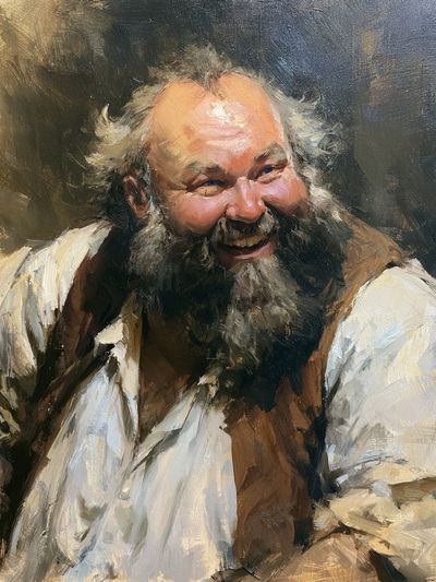 Laughing Bearded Man Portrait Print.