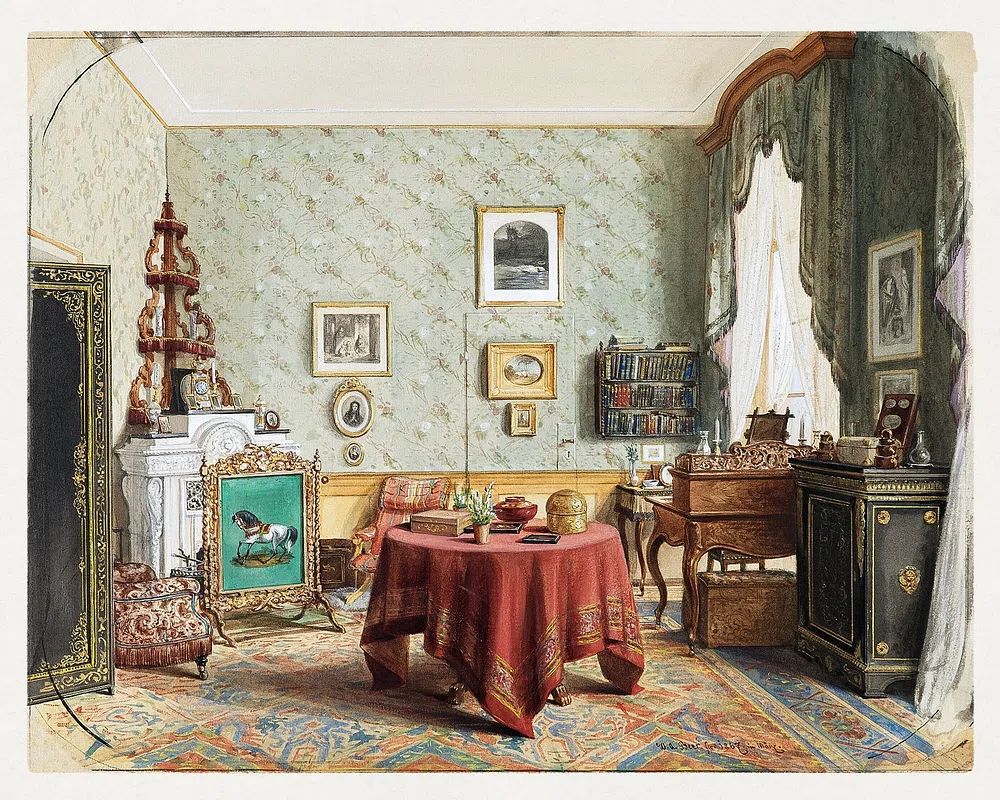 Elegant Vintage Interior — Fine Art Print. poster detail