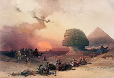 Sphinx at Sunset Desert Print. poster print