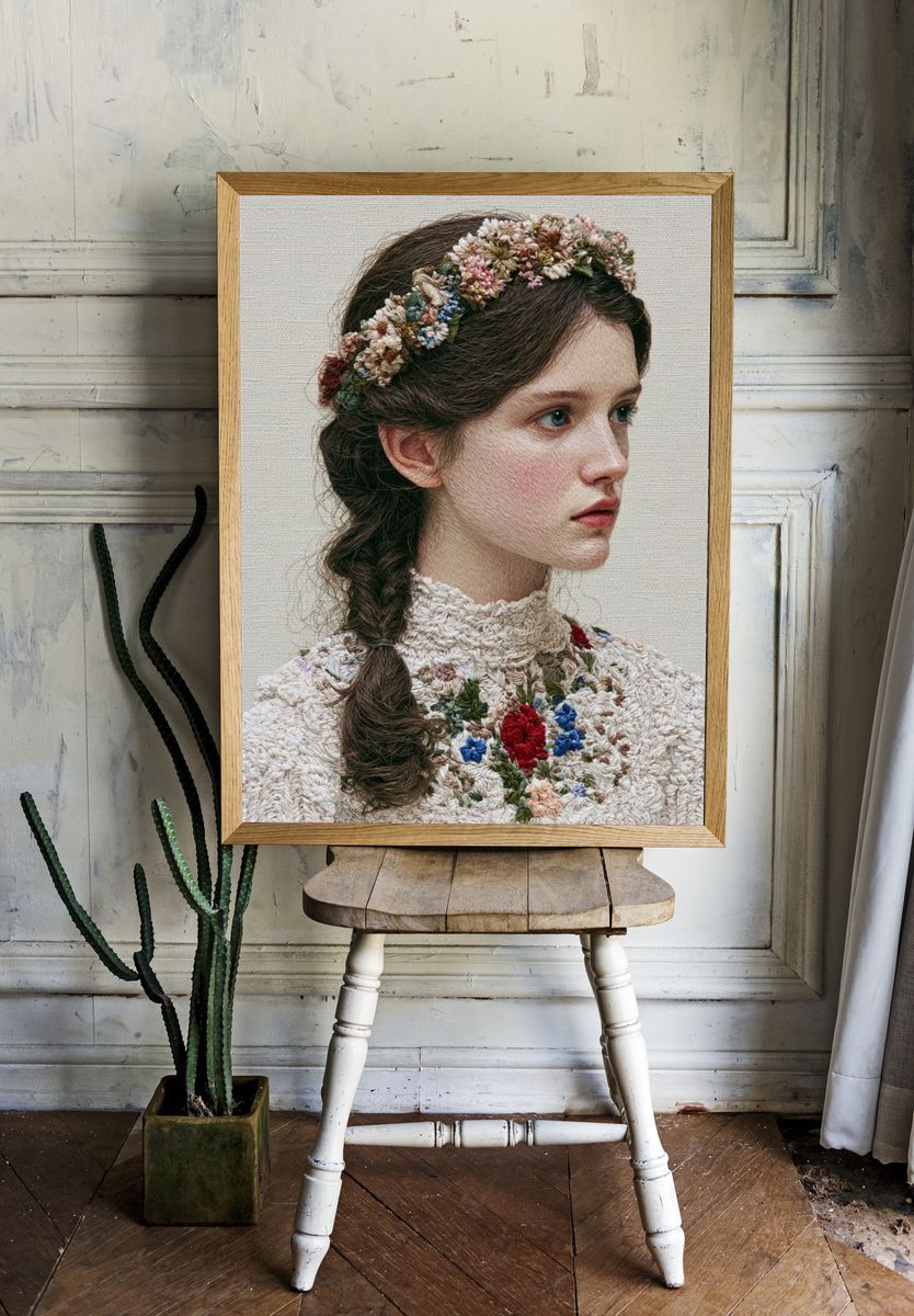 Embroidered Portrait Fine-Art Print. — room view 1