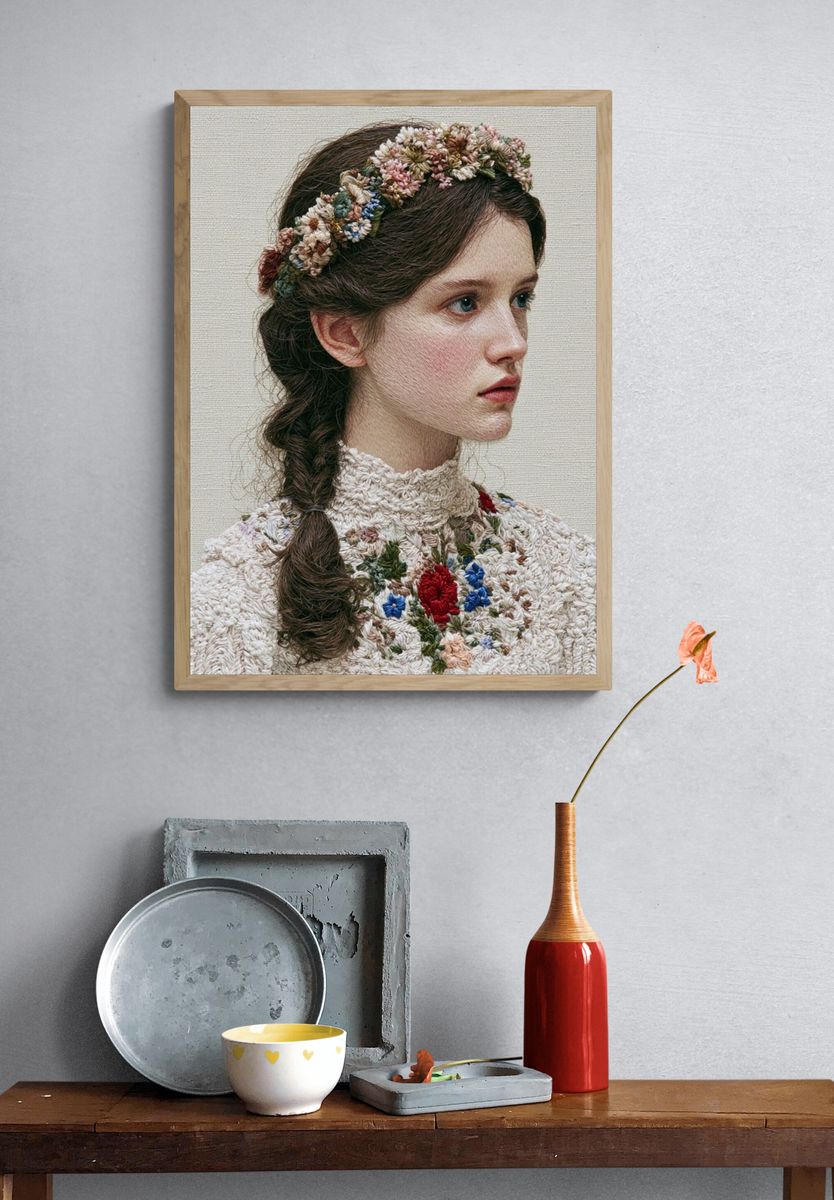 Embroidered Portrait Fine-Art Print. — room view 3