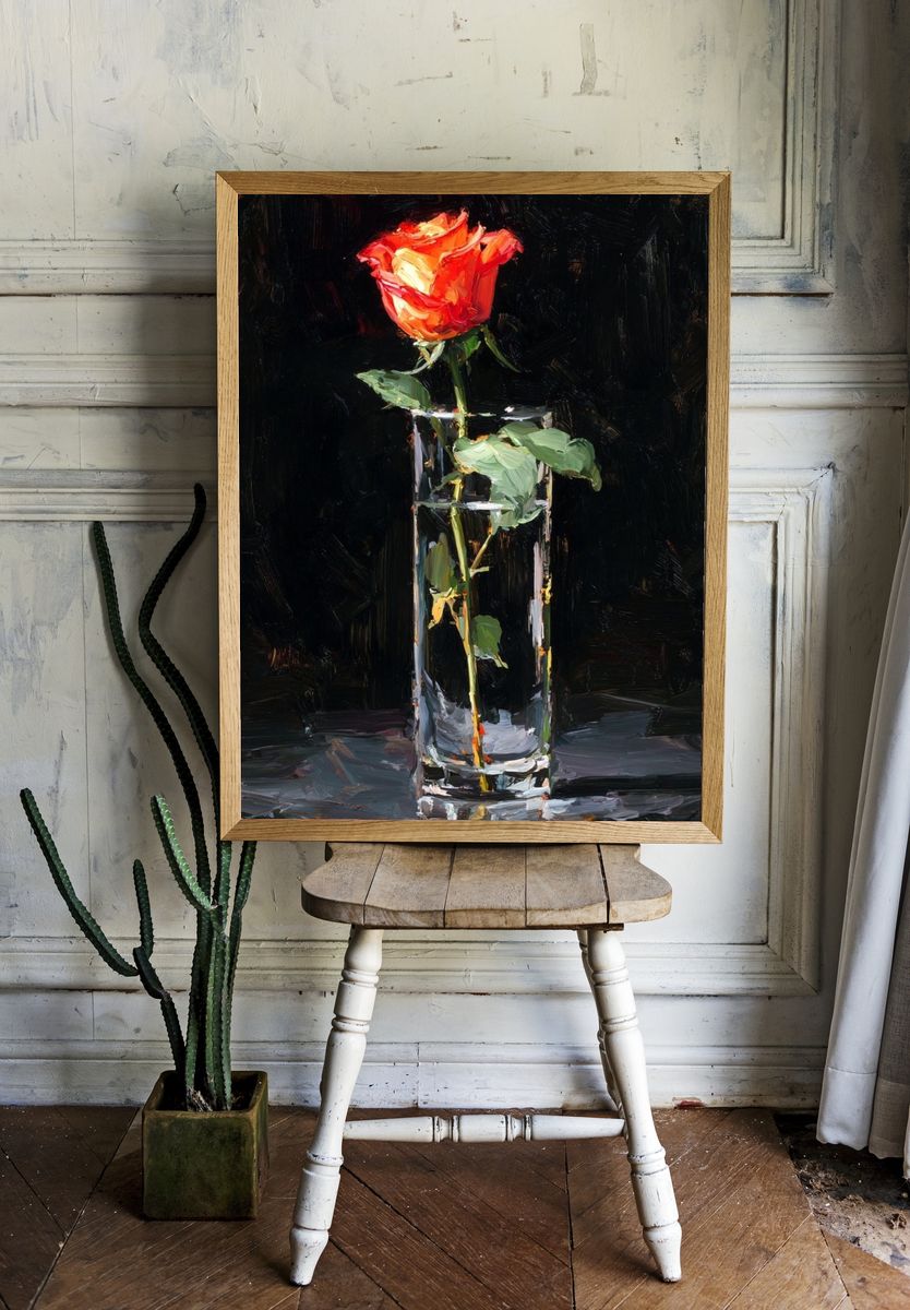 Red Rose Still Life Painting Poster. room preview