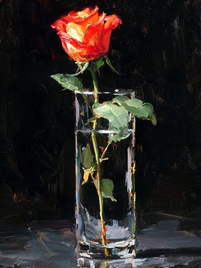 Red Rose Still Life Painting Poster.