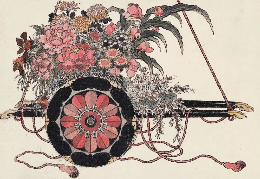 Floral Arrangement with Decorative Shield Poster. poster detail