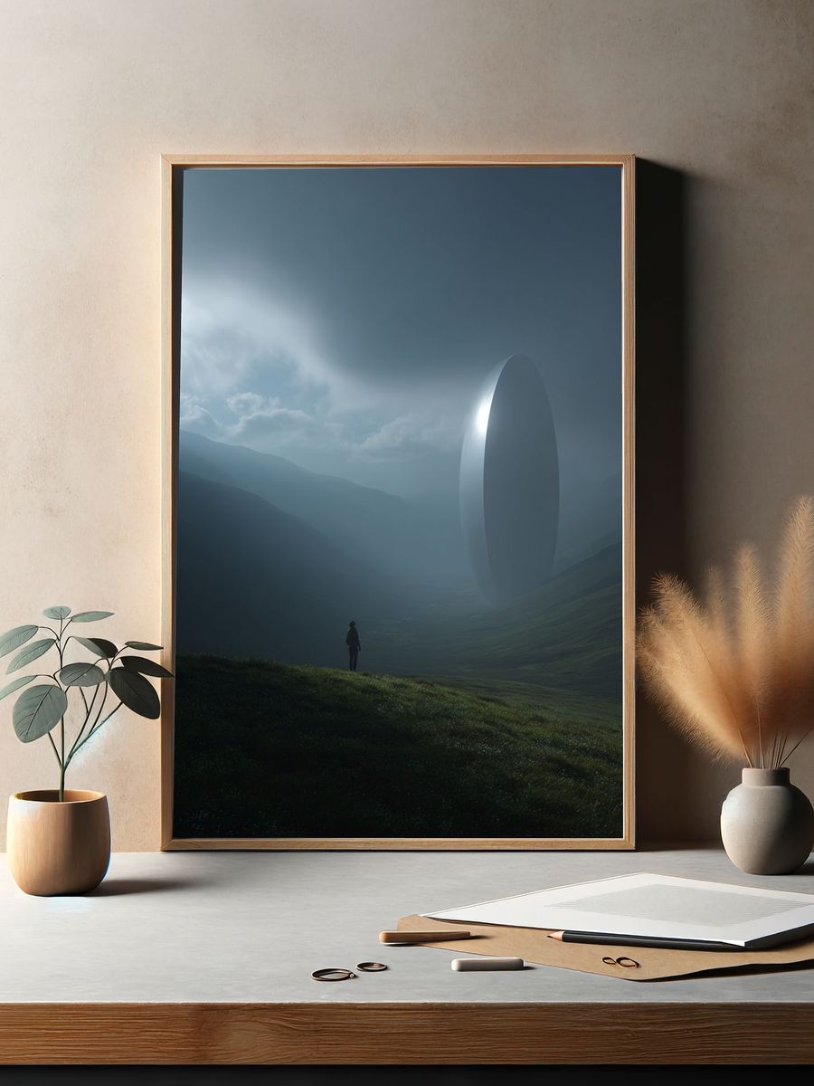Mysterious Monolith in Fog — Fine Art Print. — room view 2
