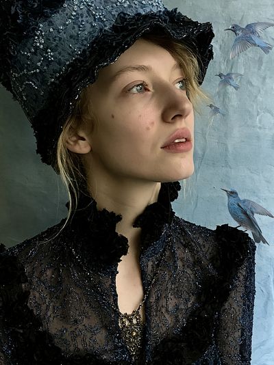 Blue Birds Portrait Print.
