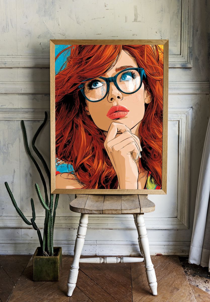 Red-Haired Woman Pop Art Poster. room preview