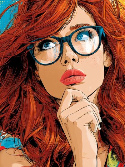Red-Haired Woman Pop Art Poster.