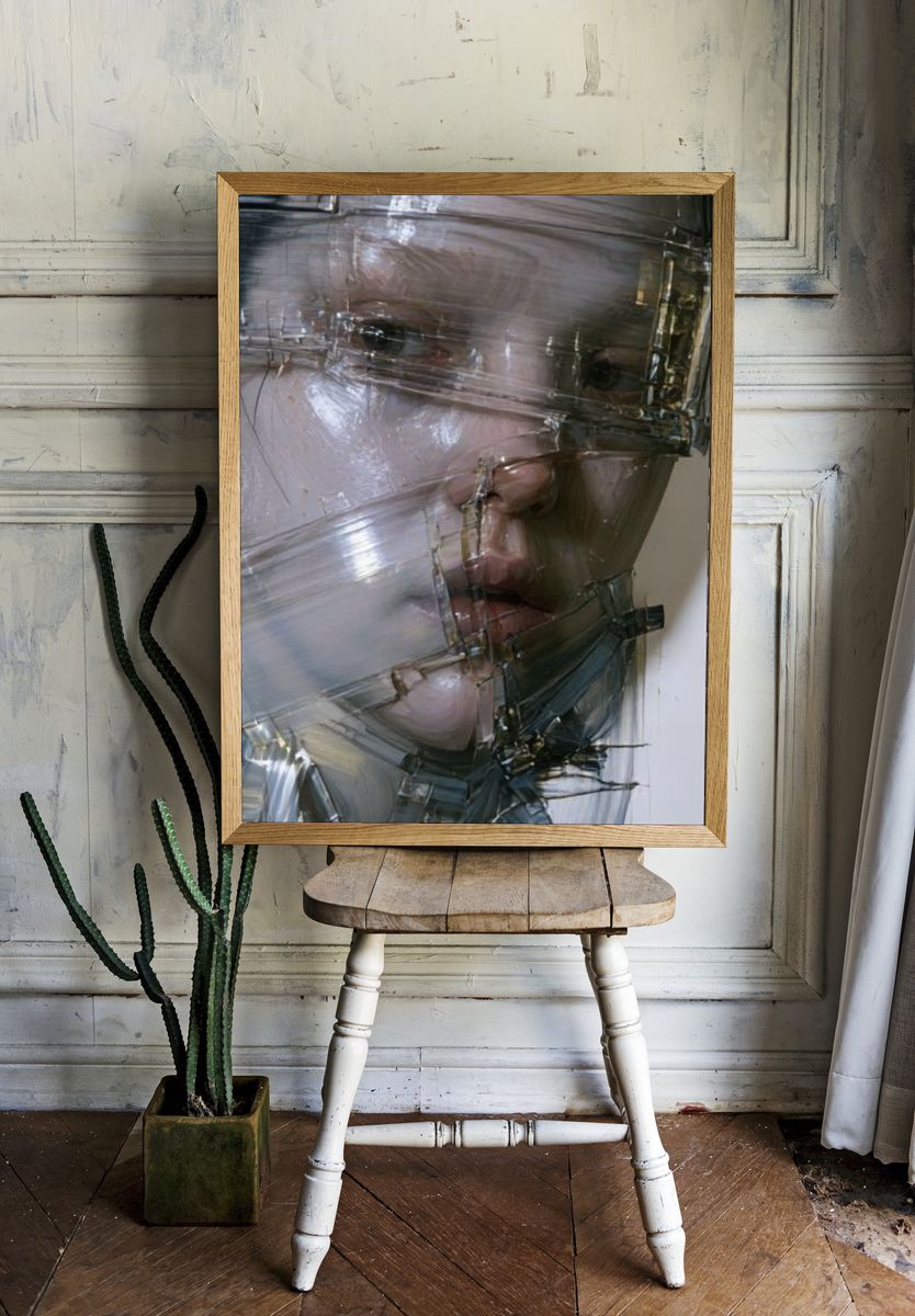 Fragmented Face Contemporary Print. — room view 1