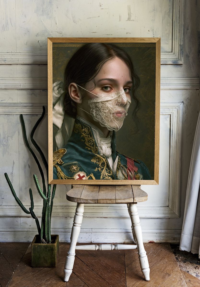 Masked Portrait Fine-Art Print. room preview