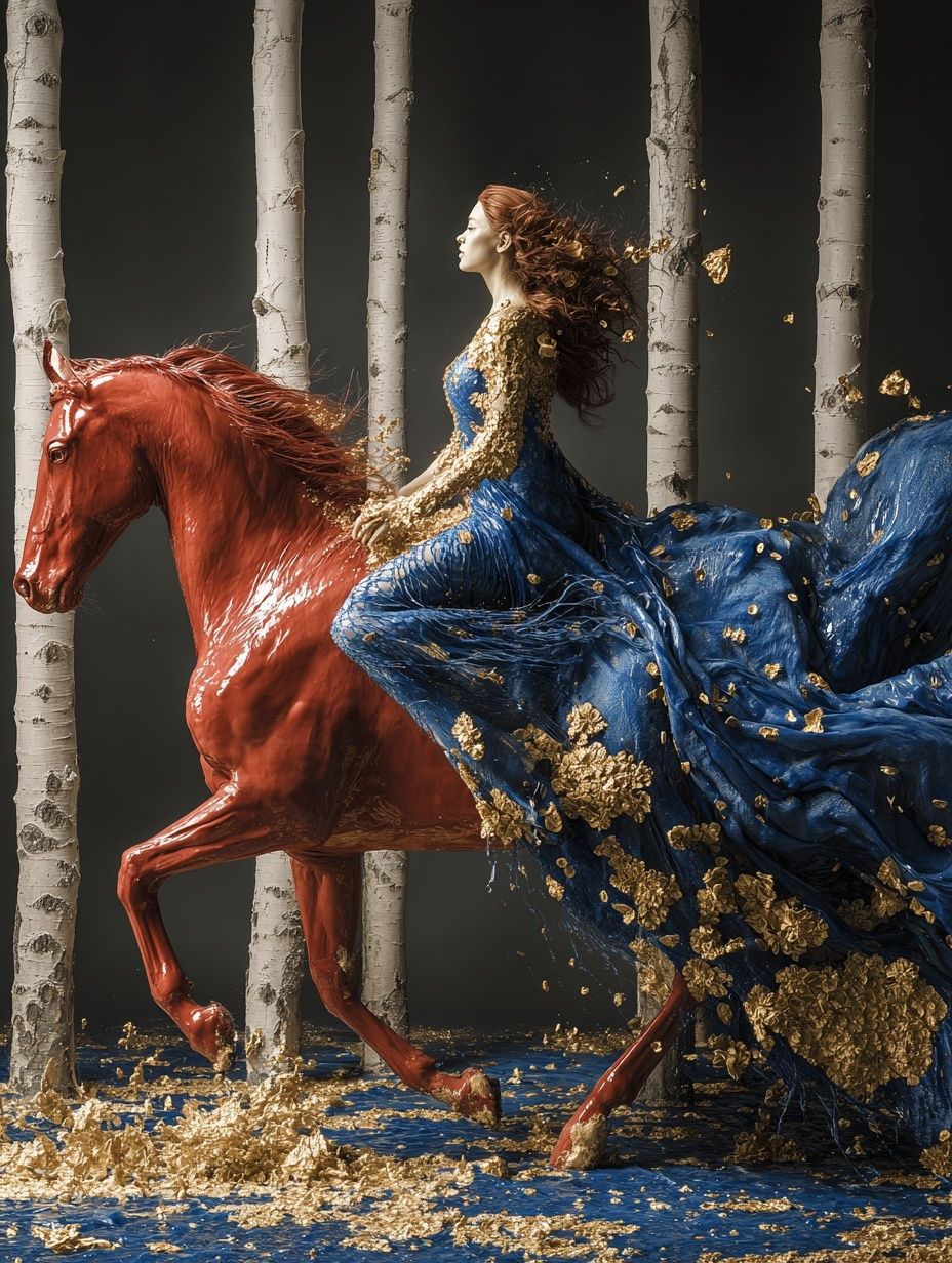 Majestic Horse and Woman — Fine Art Print. poster — fine-art art