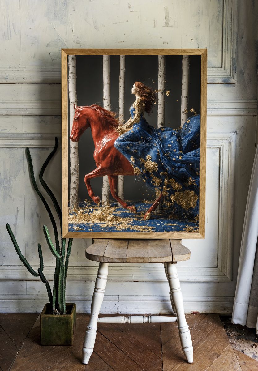 Majestic Horse and Woman — Fine Art Print. — room view 1