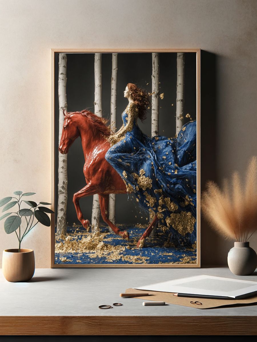 Majestic Horse and Woman — Fine Art Print. — room view 2