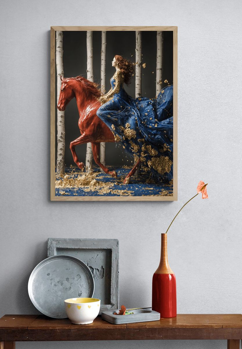 Majestic Horse and Woman — Fine Art Print. — room view 3