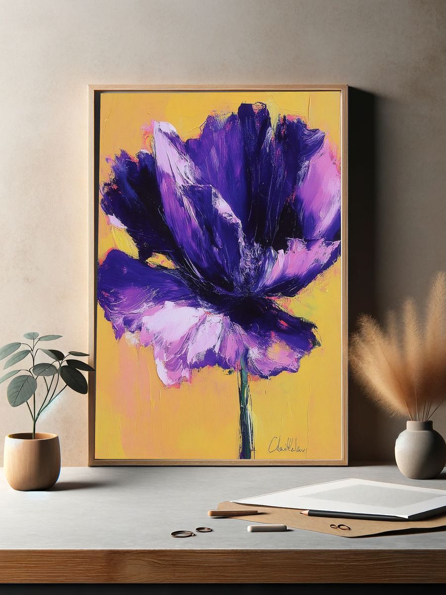 Vibrant Purple Flower — Fine Art Print. — room view 2
