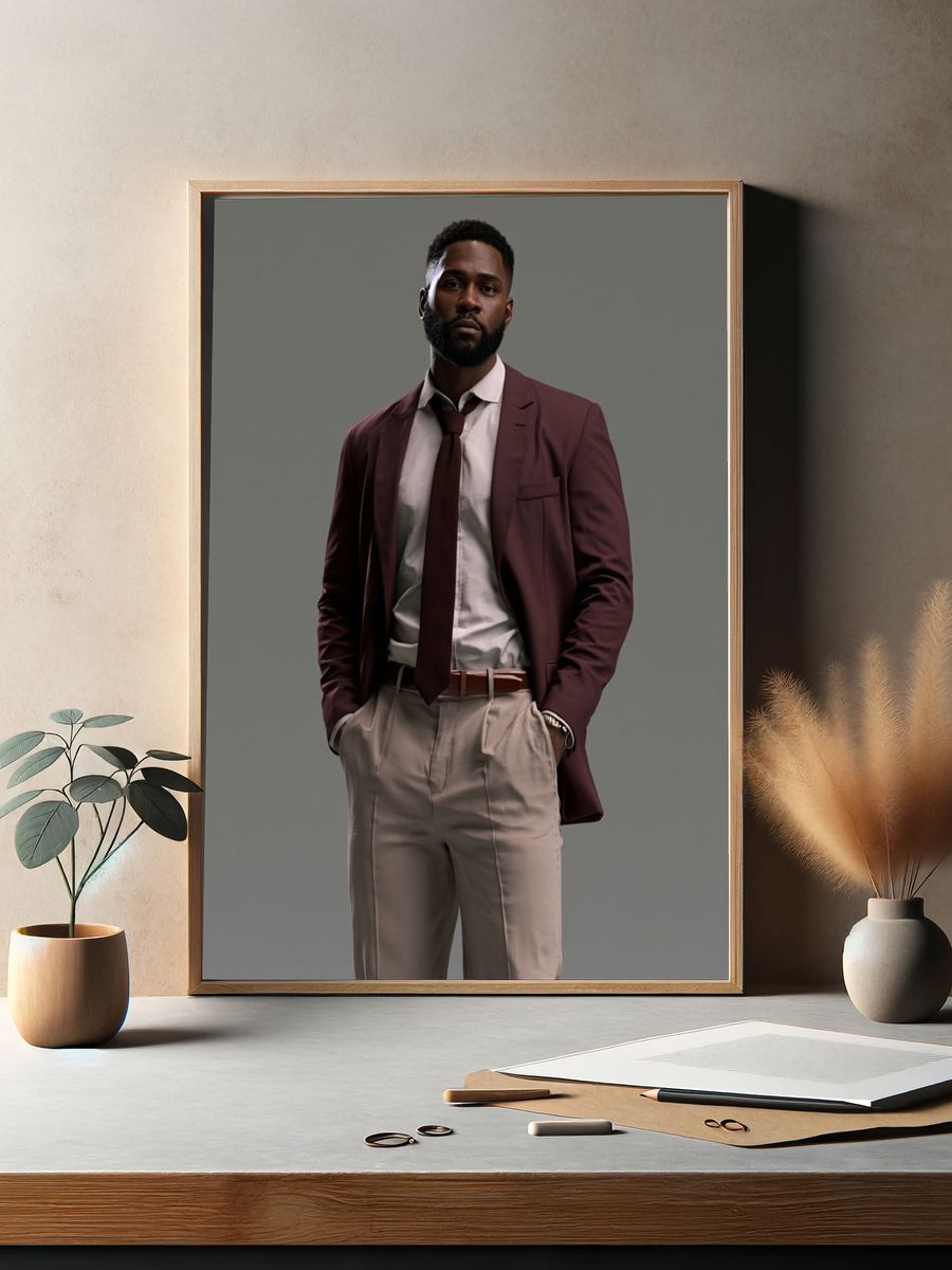Elegant Menswear Portrait Poster. — room view 2