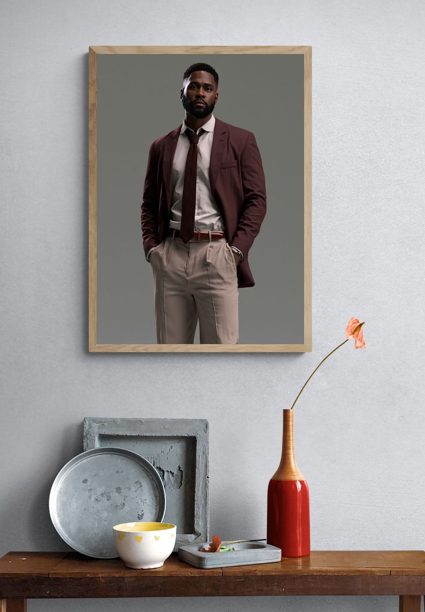 Elegant Menswear Portrait Poster. — room view 3