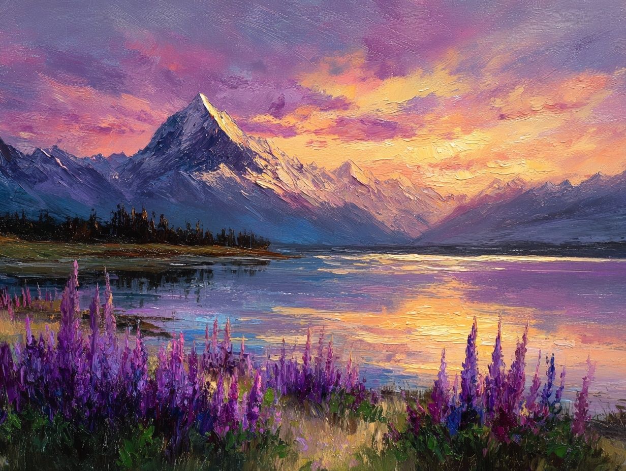 Sunset Mountain Lake Impressionist Poster. poster — fine-art art