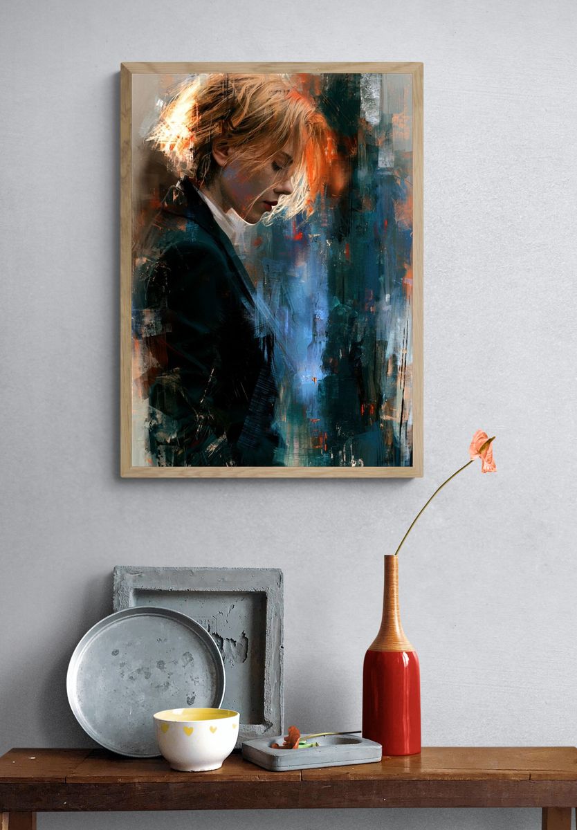 Contemplative Woman Fine-Art Print. — room view 3
