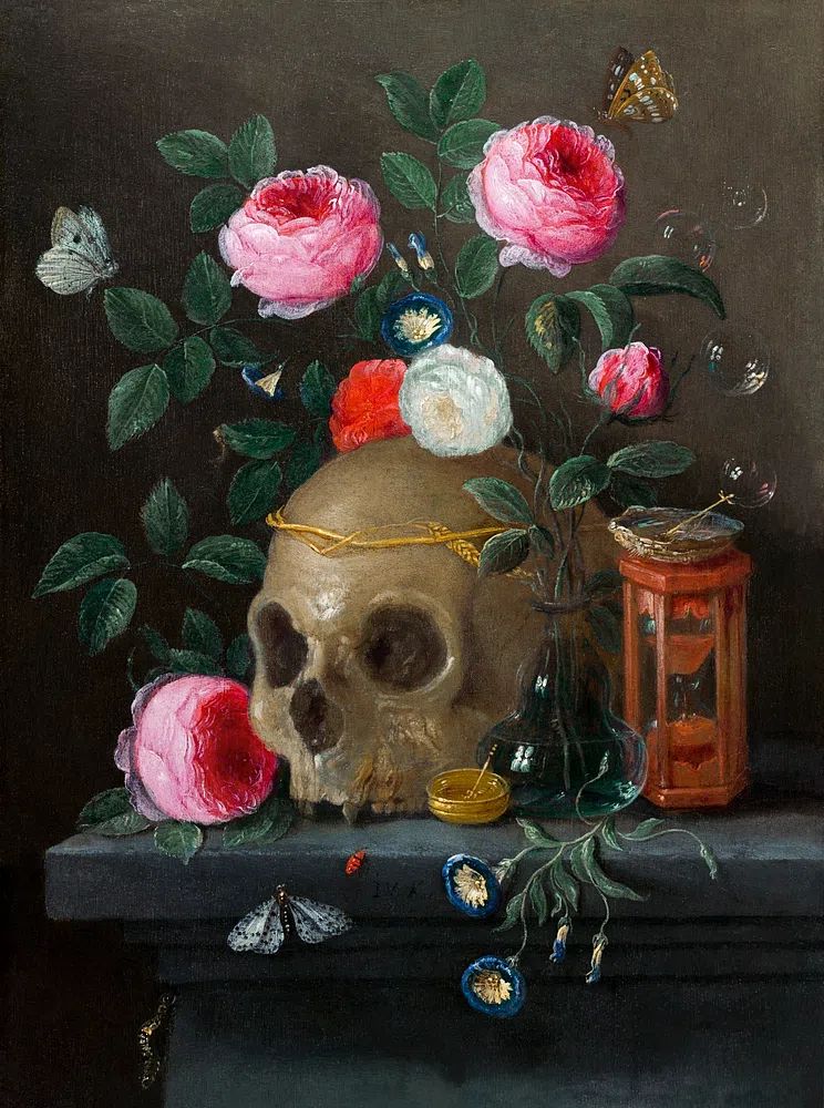 Skull and Roses — Fine Art Print. poster — fine-art art