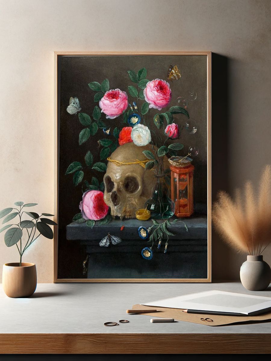 Skull and Roses — Fine Art Print. — room view 2