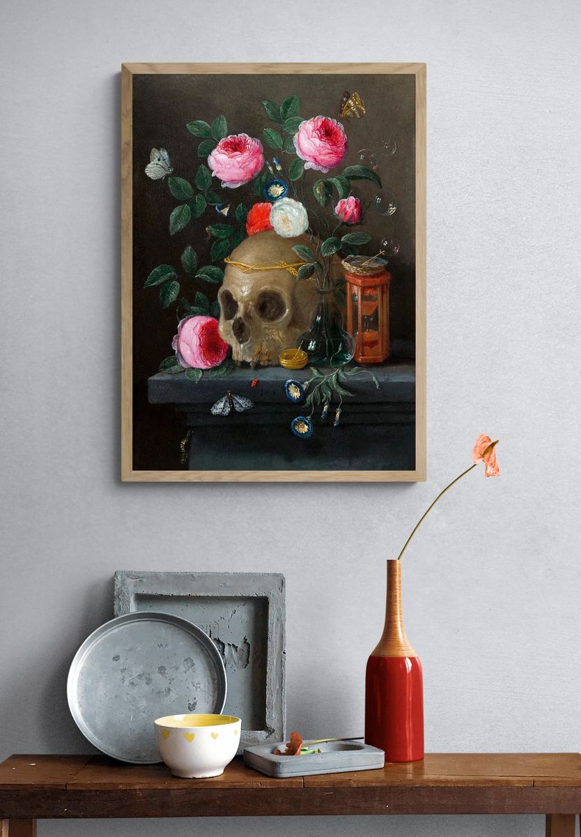 Skull and Roses — Fine Art Print. — room view 3