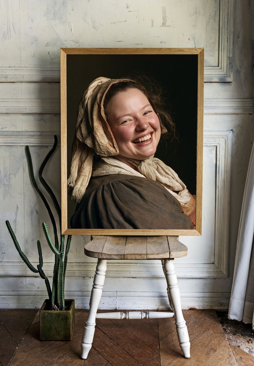 Smiling Girl Portrait Print. room preview