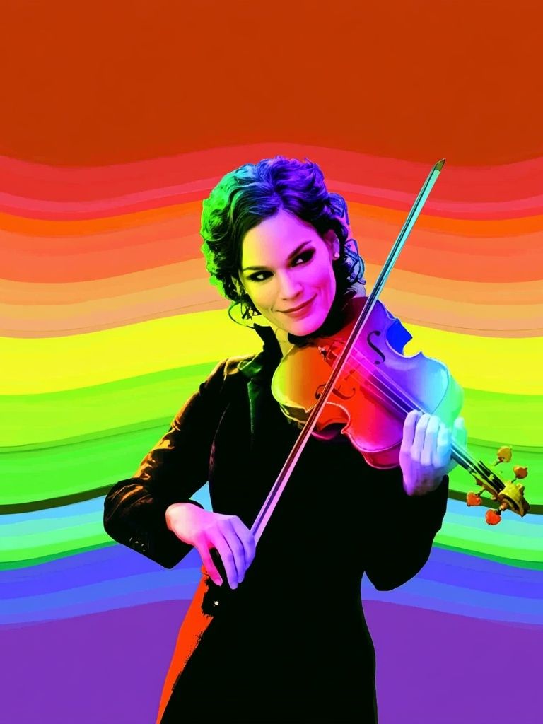 Rainbow Violinist Pop Art Poster. poster detail