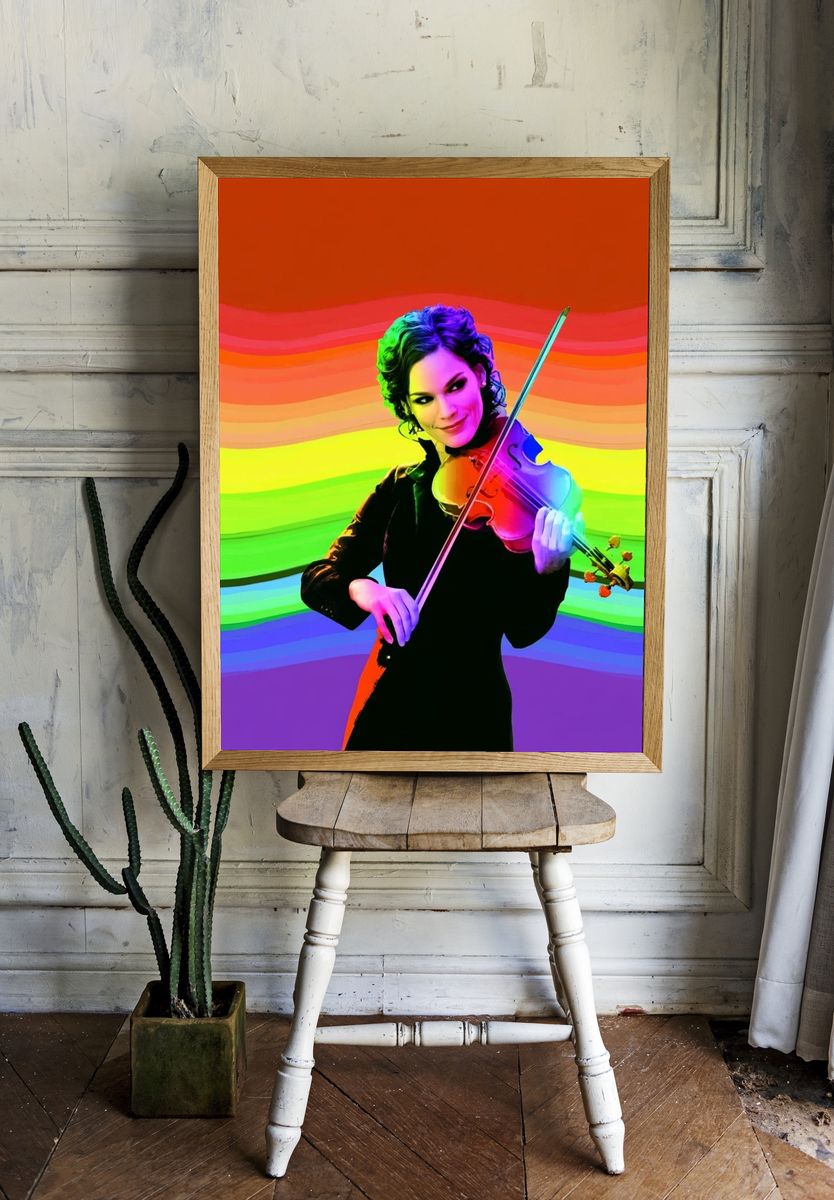 Rainbow Violinist Pop Art Poster. room preview