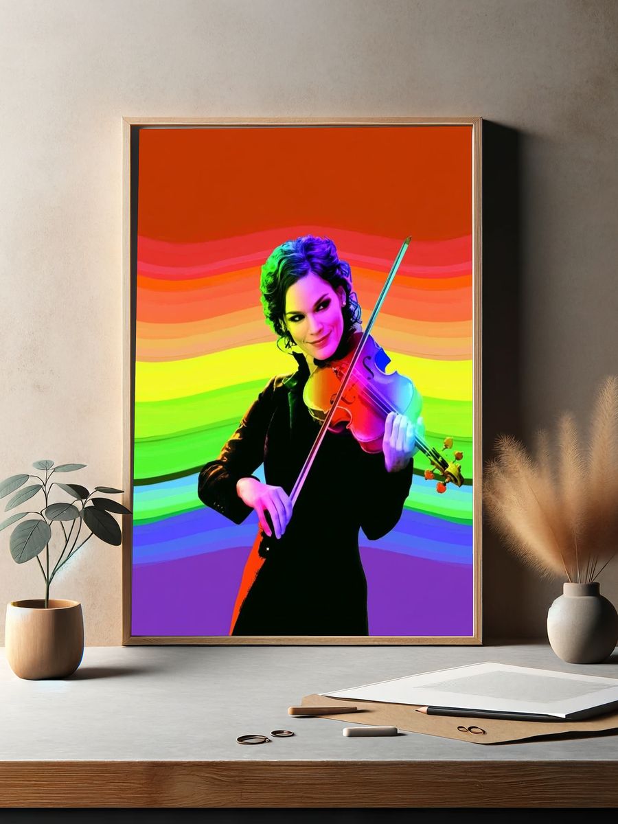 Rainbow Violinist Pop Art Poster. — room view 2