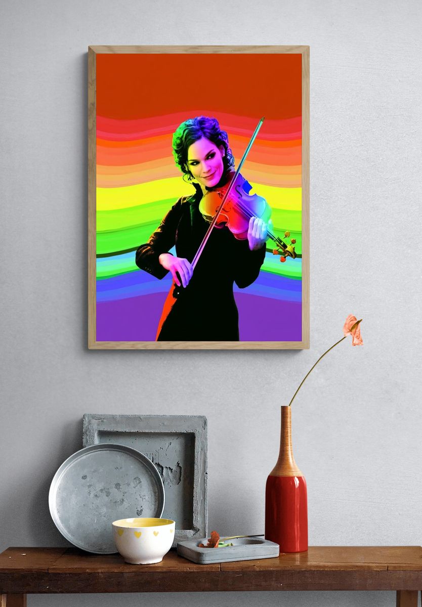 Rainbow Violinist Pop Art Poster. — room view 3