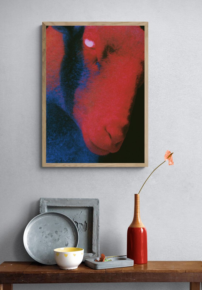 Abstract Neon Face Poster. — room view 3