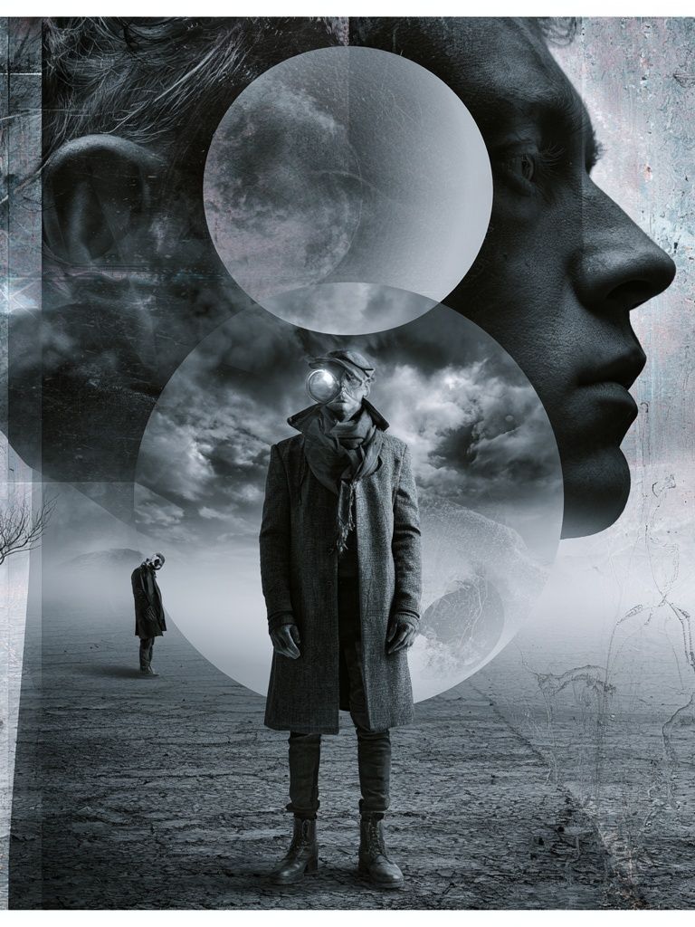 Surreal Monochrome Portrait Print. poster detail