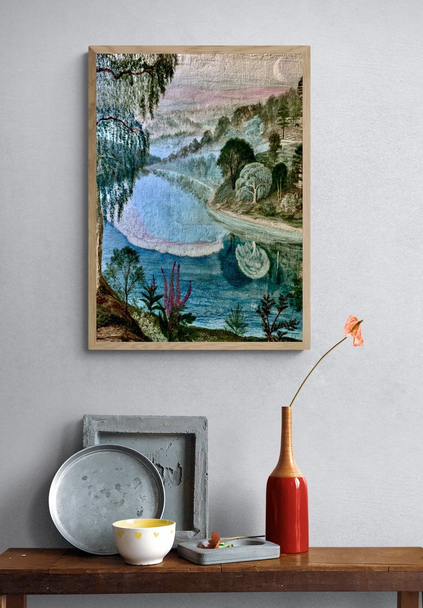 Dreamy Lakeside Landscape Print. — room view 3