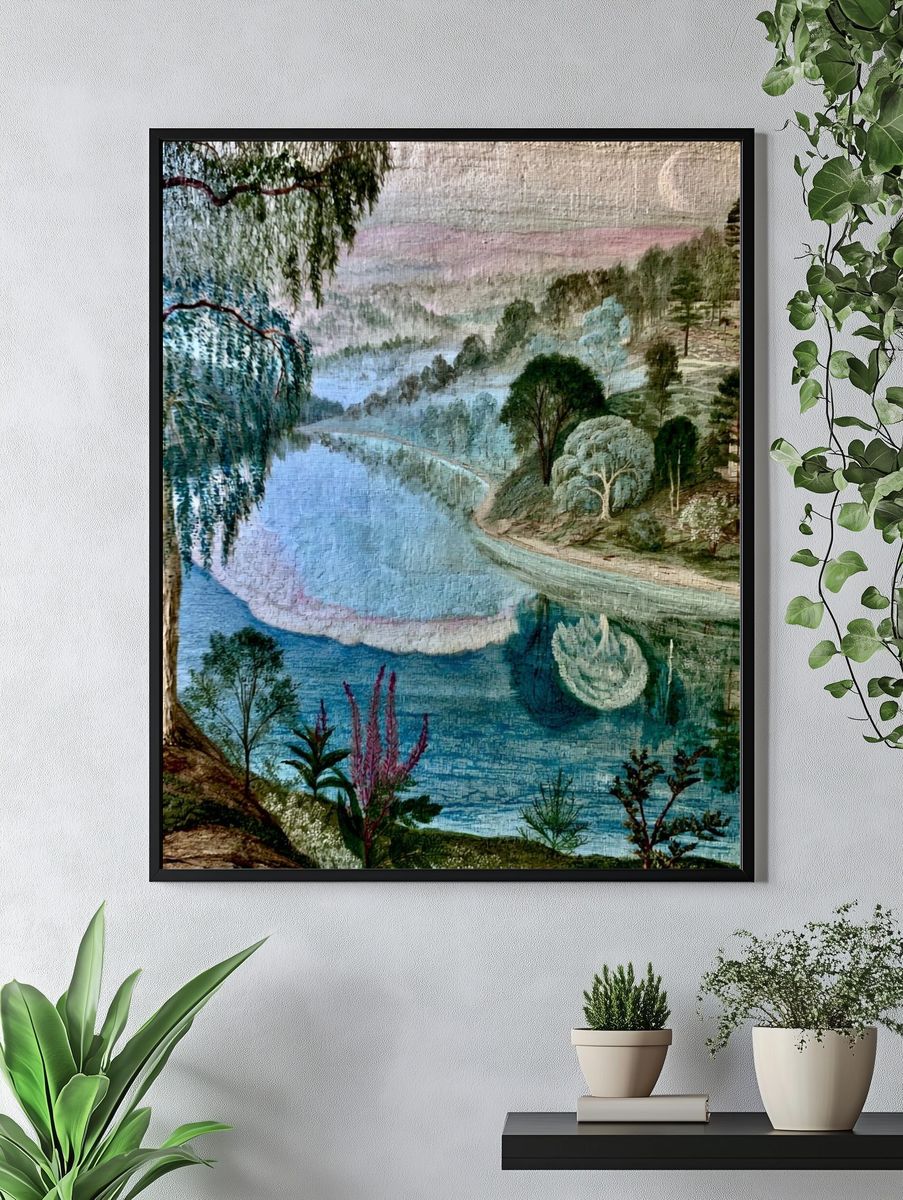 Dreamy Lakeside Landscape Print. — room view 4