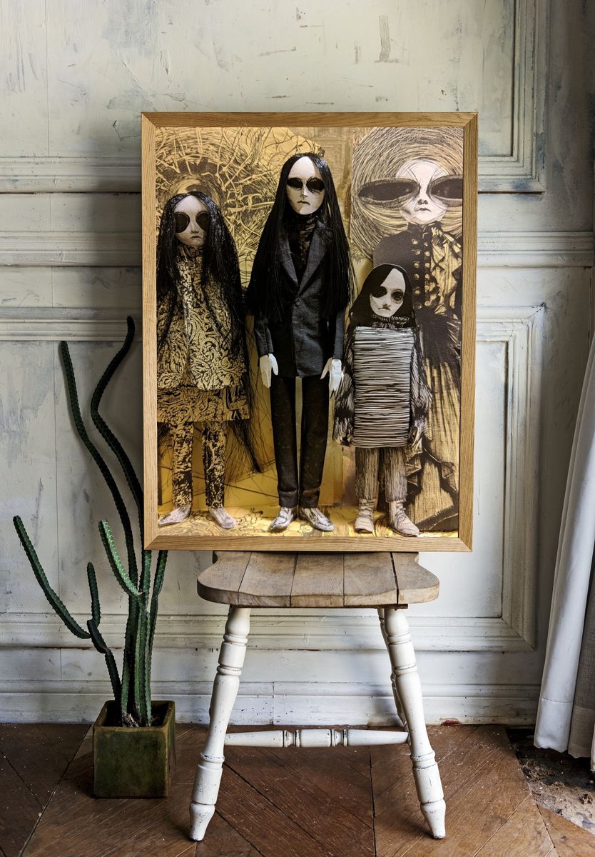 Surreal Doll Figures Fine-Art Poster. room preview