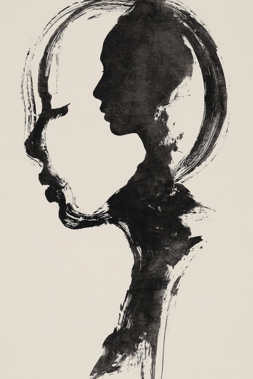 Ink Profile Silhouette Print. poster detail
