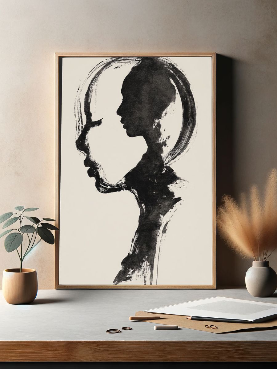 Ink Profile Silhouette Print. — room view 2